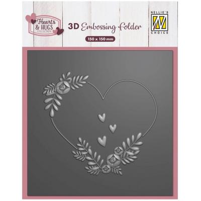Nellie's Choice 3D Embossing Folder - Flower Heart